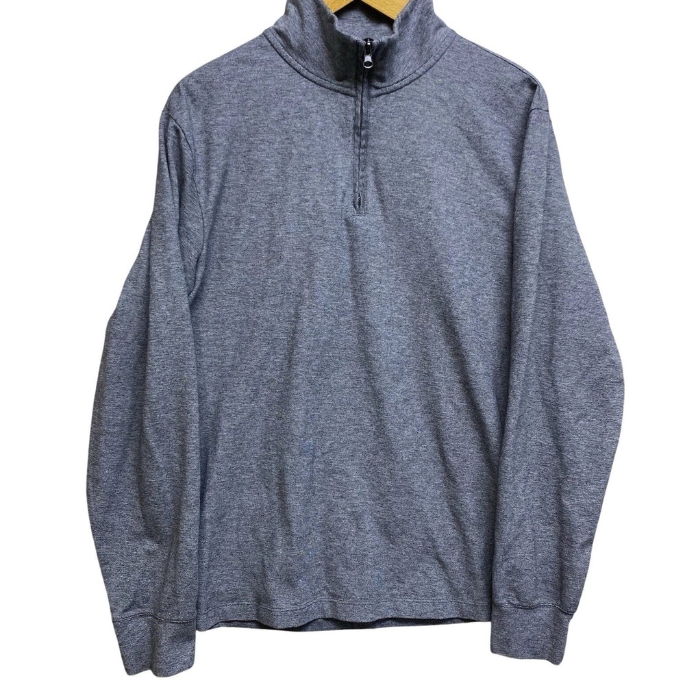 Old Navy Quarter Zip Pullover Mens Large Gray Go-Dry Pique Long Sleeve Athletic